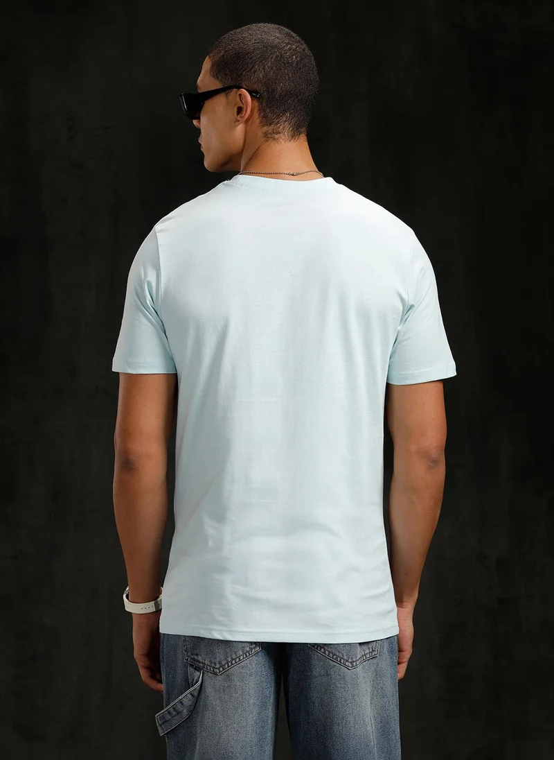 Wrogn  Logo Placement Printed T-Shirt | Blue for Men | Best Price UAE
