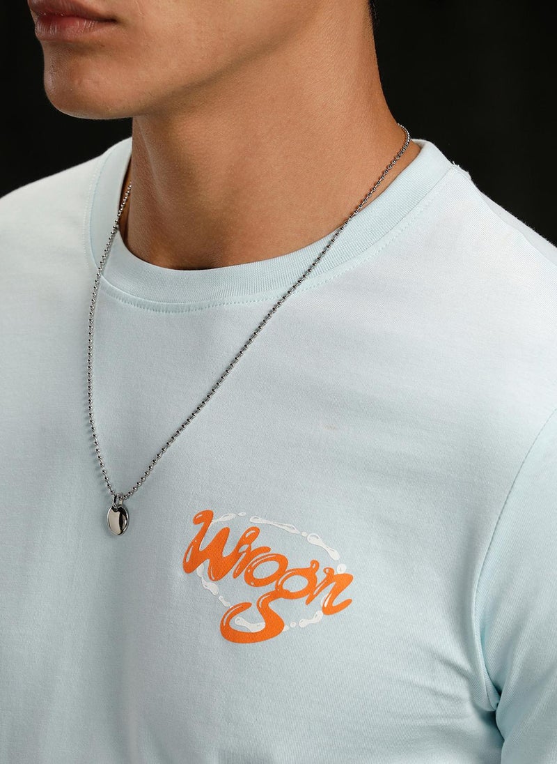 Wrogn Logo Placement Printed T-Shirt | Blue - Image 5
