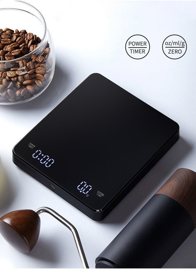 Halamine - Digital Coffee Scale with Smart LED Display and Auto Timer ，Gram Scale,accurate scale，3kg/0.1g Precision Dual-Unit (oz/ml/g), Barista Tools for Brewing，Black - Image 1