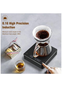 Halamine Digital Coffee Scale with Smart LED Display and Auto Timer ，Gram Scale,accurate scale，3kg/0.1g Precision Dual-Unit (oz/ml/g), Barista Tools for Brewing，Black  - Image 2