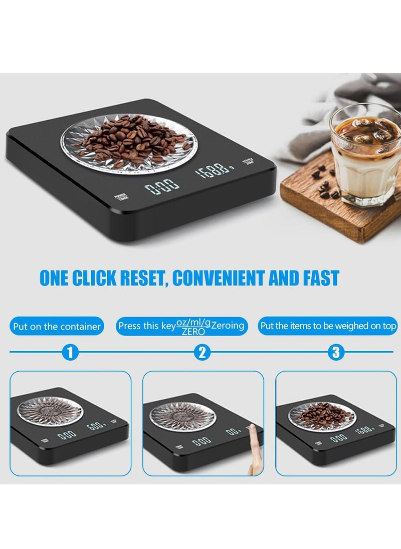 Halamine - Digital Coffee Scale with Smart LED Display and Auto Timer ，Gram Scale,accurate scale，3kg/0.1g Precision Dual-Unit (oz/ml/g), Barista Tools for Brewing，Black - Image 1