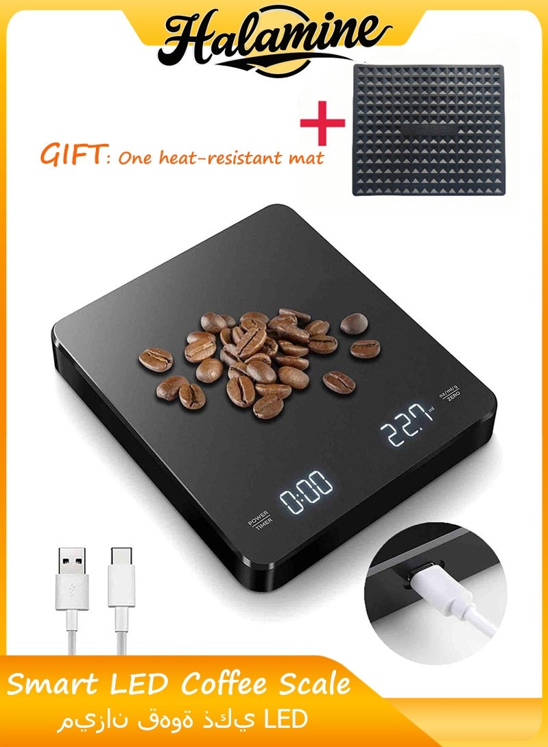 هالامين LED  موازين قهوة رقمية مع مؤقت,ميزان قهوه,ميزان قهوة - Image 1