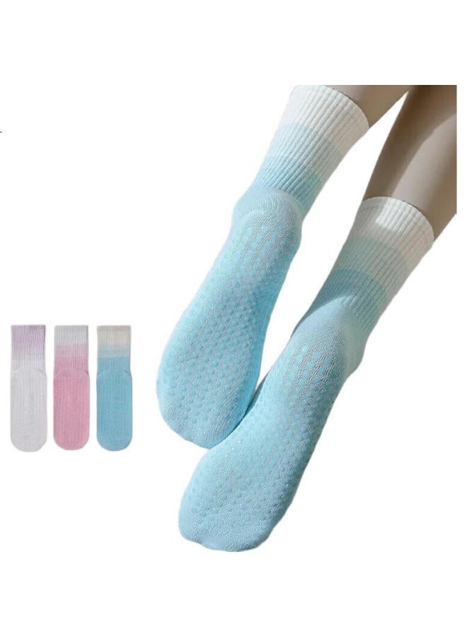 Dweck Yoga Socks For Women, Mid-Calf, Professional Non-Slip, Fitness Pilates Exercise Floor Socks With Shark Pants, 3 Pairs - Image 1