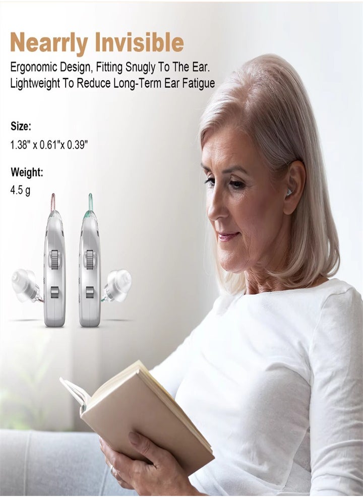 Generic - New hearing aid for seniors, noise reduction, amplifier, with LED charging case, suitable for moderate to severe hearing loss (silver) - Image 1