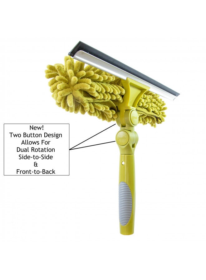 DocaPole Dual Pivot Window Squeegee and Scrubber Combo Attachment, 3 Squeegee Blades Included, Compatible with Any DocaPole