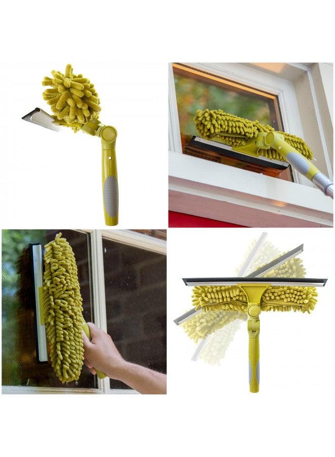 DocaPole Dual Pivot Window Squeegee and Scrubber Combo Attachment, 3 Squeegee Blades Included, Compatible with Any DocaPole