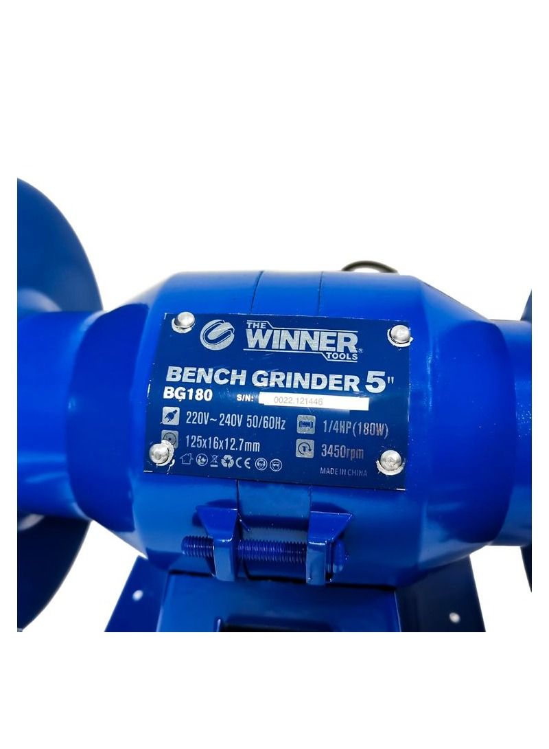 وينر WINNER (BG180) طاحونة مقاعد عالية الجودة 5 "1/4 حصان ، 3450 دورة في الدقيقة / 180 واط ، واقي عين بلاستيكي ، حجم العجلة Ø125x16x12.7mm ، 220-240V ، 50 / 60Hz - Image 5