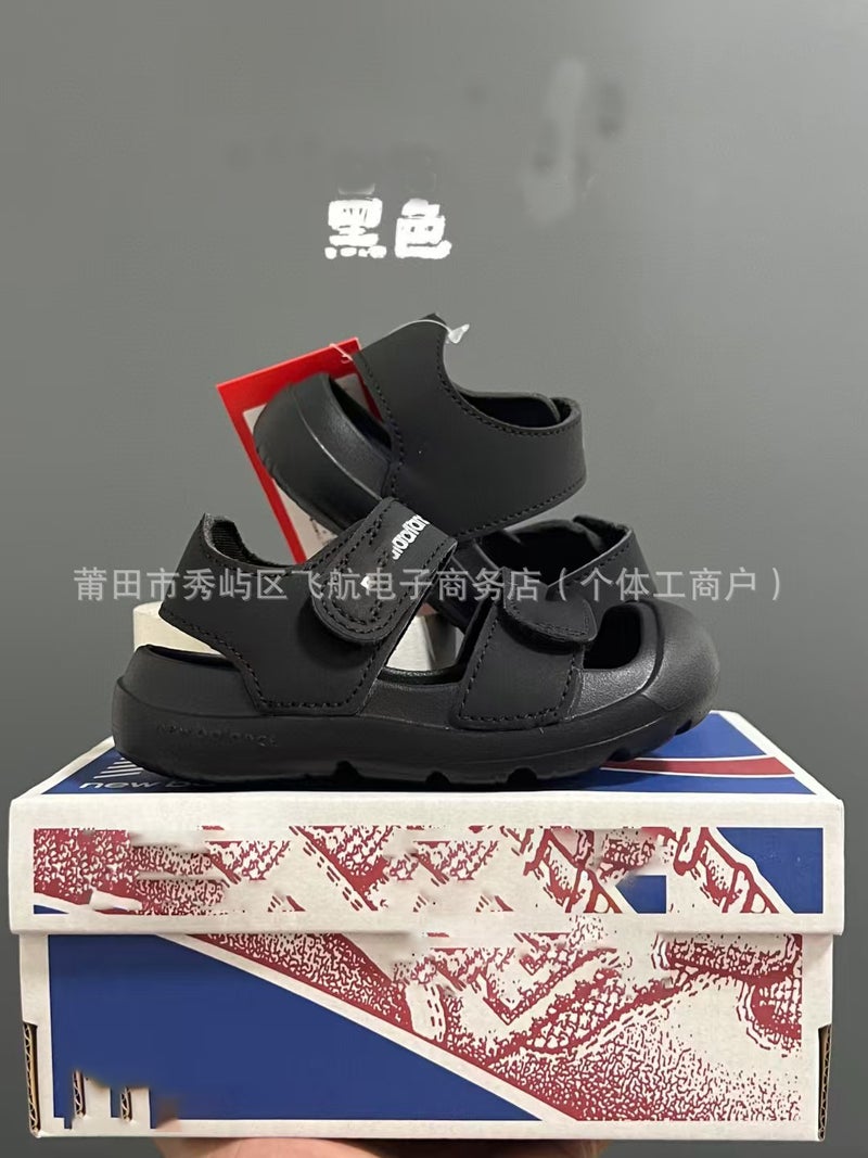 Tied Shoes Factory-Children'S Baotou Foot Protection Beach Velcro Sandals Non-Slip Soft Bottom Baby Sports Sandals - Image 1
