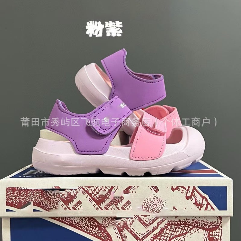 Tied Shoes Factory-Children'S Baotou Foot Protection Beach Velcro Sandals Non-Slip Soft Bottom Baby Sports Sandals - Image 4