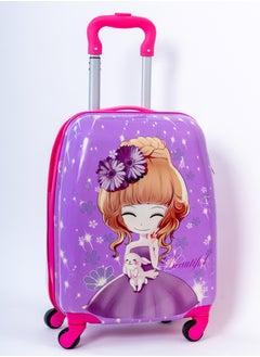 MNUK Princess Character Hard-Sided Polycarbonate Kids Trolley Bag-16 Inches-Purple  - Image 1