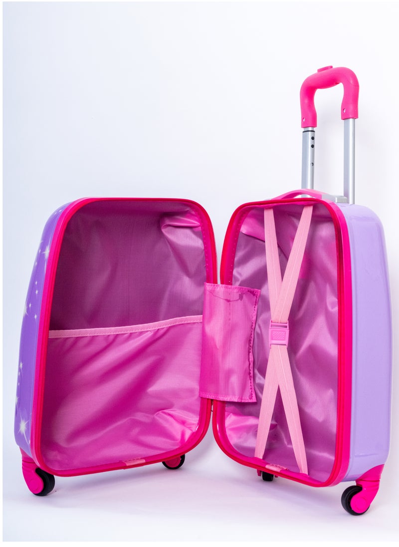 MNUK Princess Character Hard-Sided Polycarbonate Kids Trolley Bag-16 Inches-Purple  - Image 4