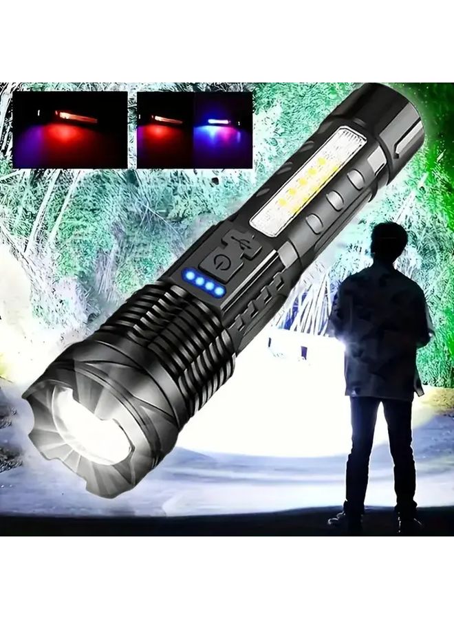 2pcs Rechargeable LED Flashlight with COB Floodlight Portable ABS Work Light - Image 3