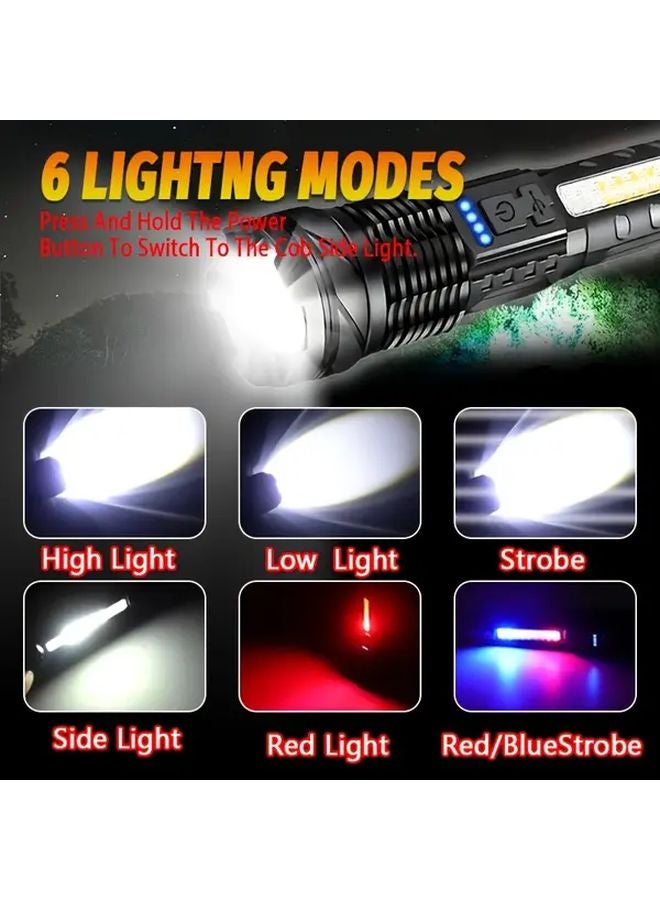 2pcs Rechargeable LED Flashlight with COB Floodlight Portable ABS Work Light - Image 5