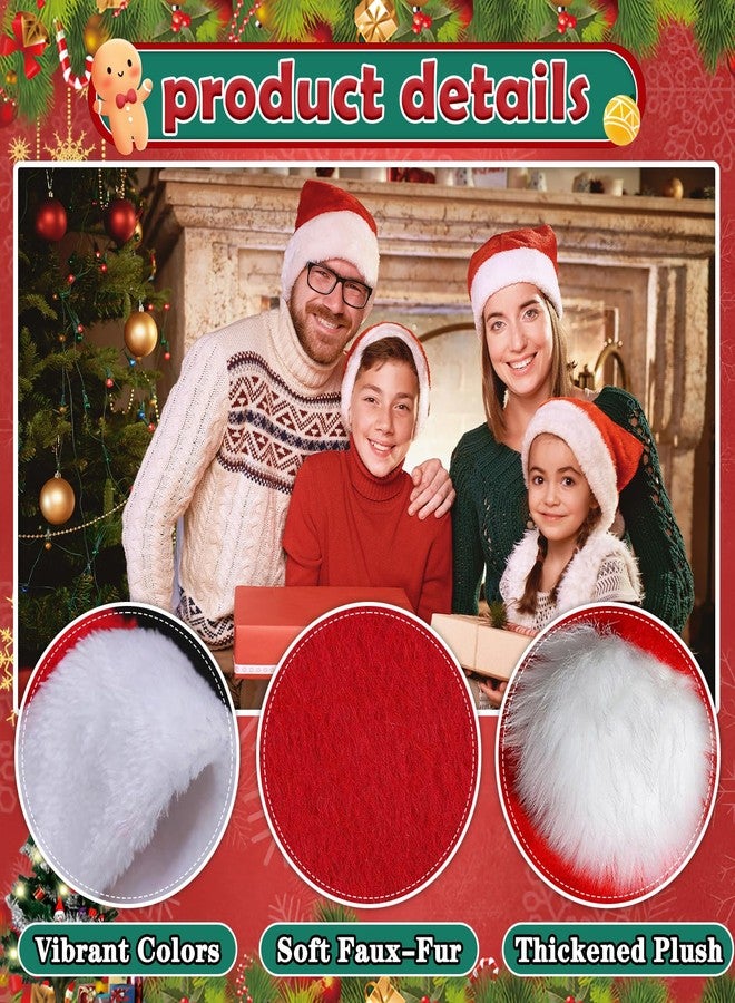 KaTiSeMo 10Pcs Santa hats bulk, Christmas Hat bulk for Adults, Gorros De Navidad for women and men, Classic Plush Fluffy for Xmas New Year Party Decorations - Image 3