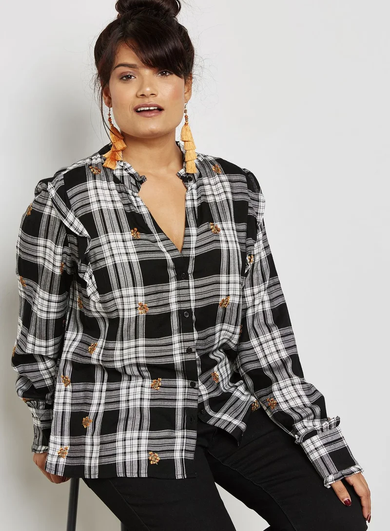 Violeta By Mango Checked Patches Top
