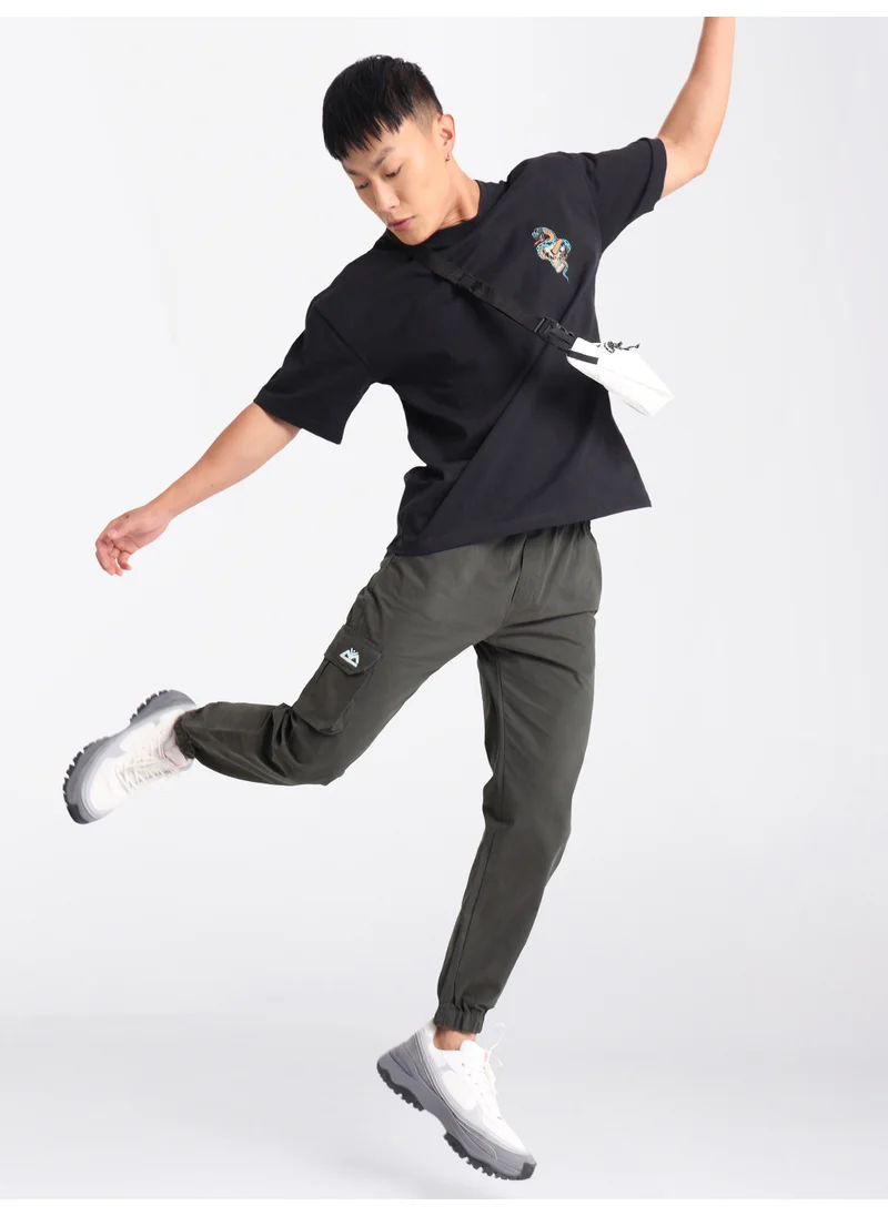 Beyoung Metal Grey Cotton Cargo Joggers
