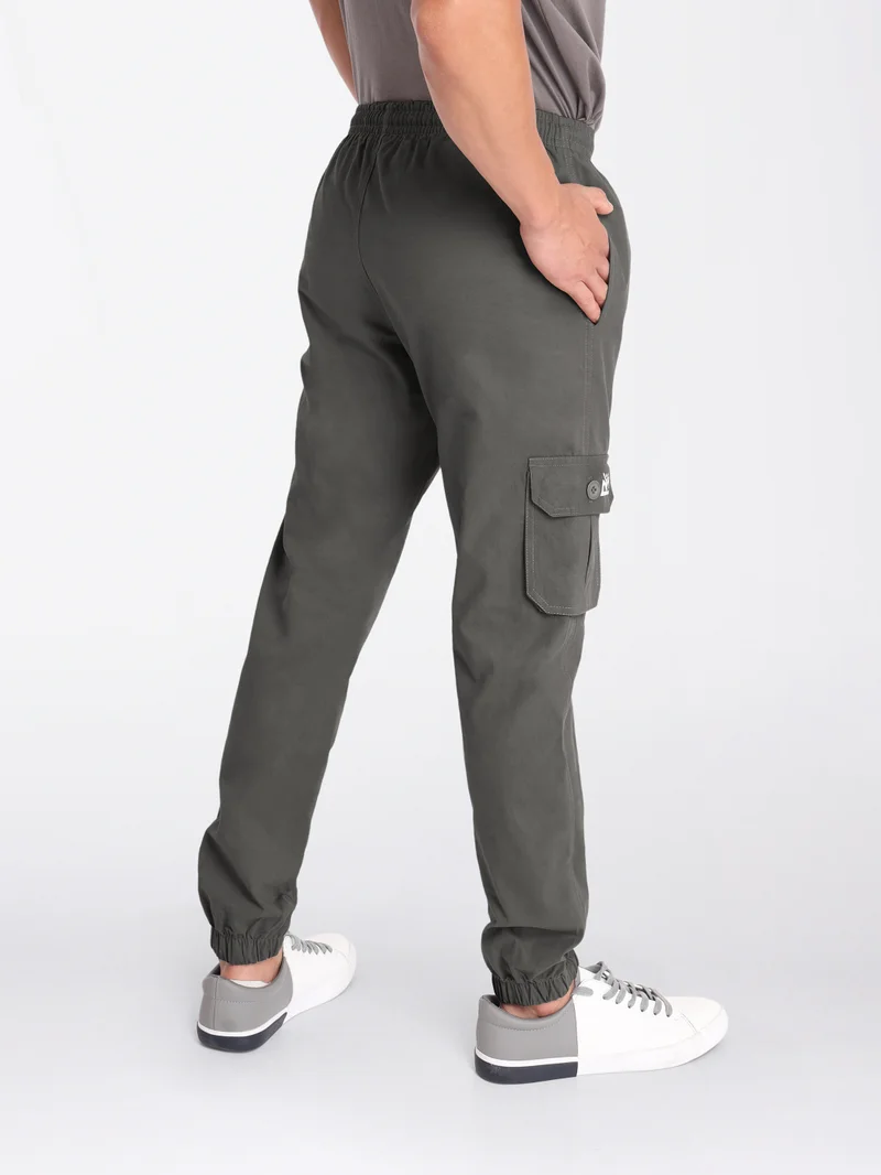 Beyoung Metal Grey Cotton Cargo Joggers