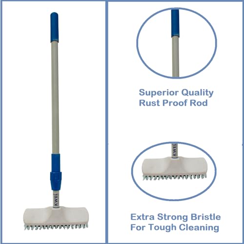 KWEL Plastic Cleaning Heavy Duty Hardy Brush with Telescopic Rod for Sweeping, Cleaning Floors Long Handle Dust Cleaning Brush for Tiles, Carpet (Pack of 1) White - Image 3