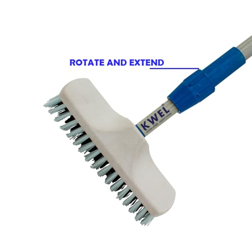 KWEL Plastic Cleaning Heavy Duty Hardy Brush with Telescopic Rod for Sweeping, Cleaning Floors Long Handle Dust Cleaning Brush for Tiles, Carpet (Pack of 1) White - Image 4
