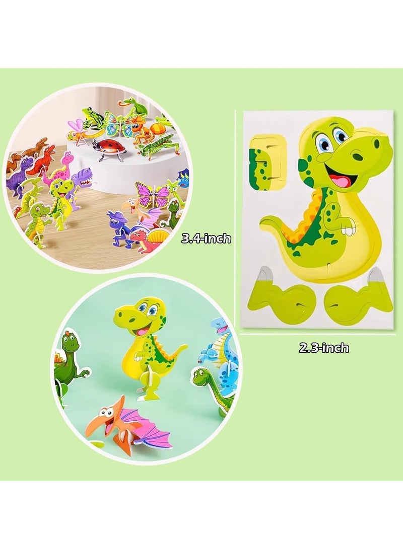 100PCS Educational 3D Cartoon Puzzle for Kids - Insects, Dinosaurs, Animals, Vehicles Themed 3D DIY Cardboards for Boys  Girls Gift Party Supplies - Image 5