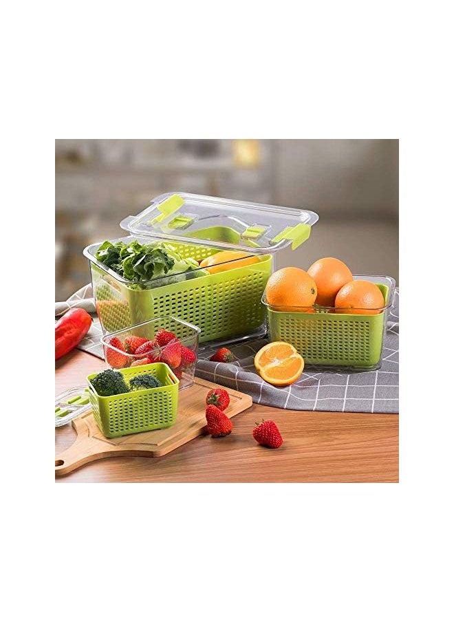 Generic - Fresh Container, 3PACK Produce Saver Container BPA Free Fridge Organizer for Vegetable Fruit and Salad Partitioned Food Storage Container with Vents Stay Fresh Containers Not Dishwashers Safe - Image 1