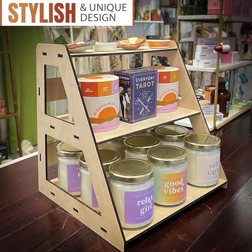 TORCHED DISPLAYS Torched 3-Tier Retail Table Display Stand with Shelves for Products - Portable | 3 Step Riser Display Rack for Retail Table Top, Counter Top, Craft Shows, Farmers Market | Showcase for Jewelry - Image 2