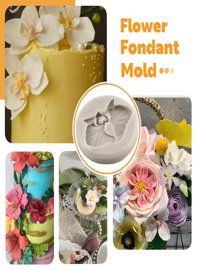 Sijiangmold Flower Blossom Silicone Mold Hibiscus Orchid Flower Fondant Molds Plumeria Flower Candy Mold For Cake Decorating Cupcake Topper Candy Chocolate Gum Paste Set Of 6 - Image 3