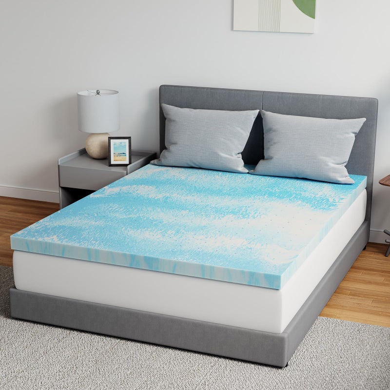 Novilla Memory Foam Mattress Topper Full  2 Inch Cooling Gel Infused Memory Foam  SlowRebound Pressure Relief  CertiPUR Certified  Comfort for Sleeper Sofa RV Camper Dorm Room