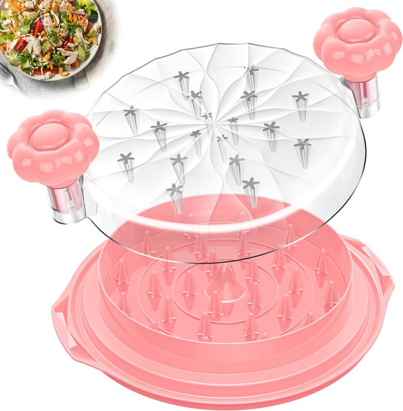 Beiyunee Chicken Shredder Tool Twist Large - 10'' Pro Meat Shredders for Chicken Breast,Visible Kitchen Gadgets Grinder Machine with Brush,Strong Anti-Slip Strip,Ergonomic Handle,BPA Free (Pink) - Image 1