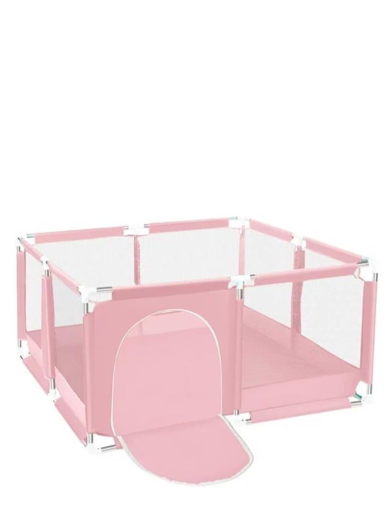 Modular and safe indoor play area for children – comfortable mesh design in pink - Image 1