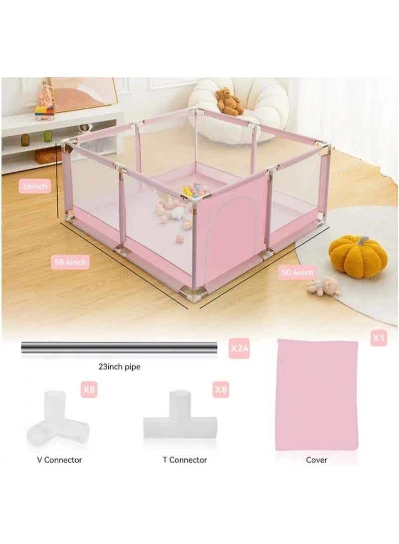 Modular and safe indoor play area for children – comfortable mesh design in pink - Image 5