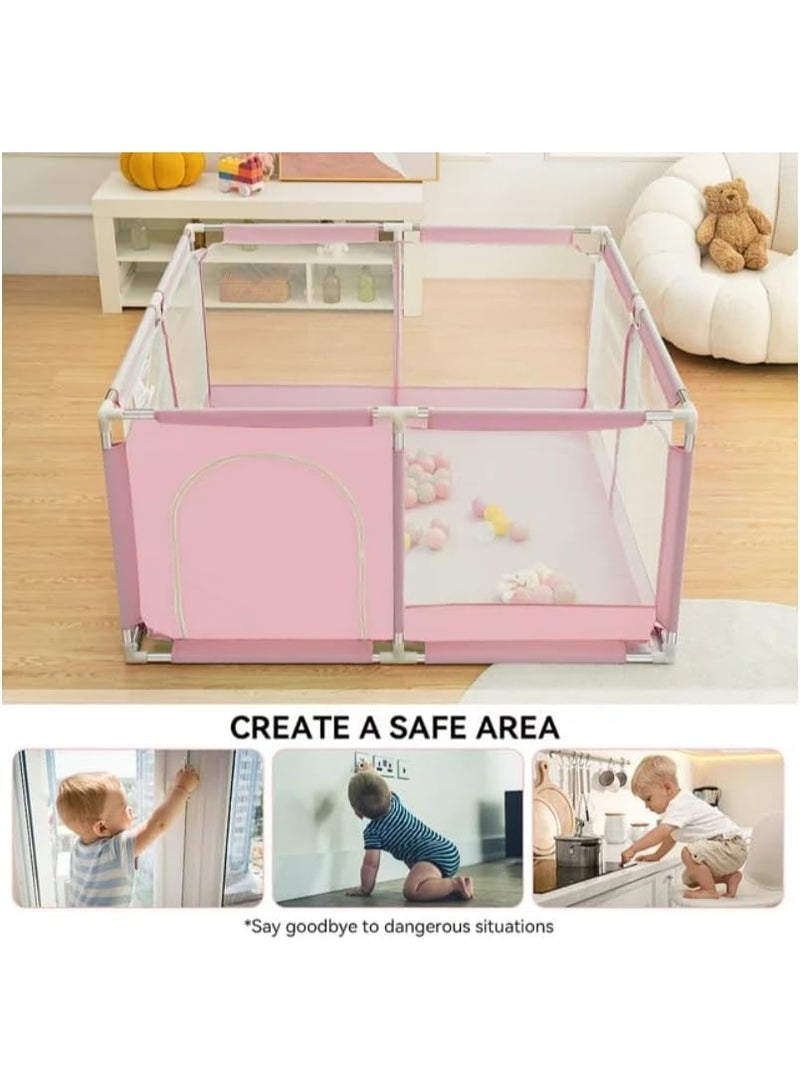 Modular and safe indoor play area for children – comfortable mesh design in pink - Image 2
