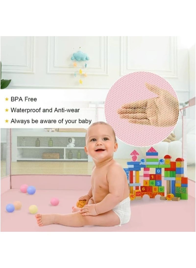 Modular and safe indoor play area for children – comfortable mesh design in pink - Image 4