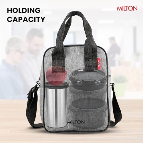 MILTON Mod Lunch Bag I Insulated Tiffin Bag for Office for Men, Women I Eco Friendly, Spacious, Durable I 1.8 L I Grey - Image 4