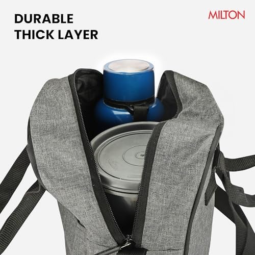 MILTON Mod Lunch Bag I Insulated Tiffin Bag for Office for Men, Women I Eco Friendly, Spacious, Durable I 1.8 L I Grey - Image 3