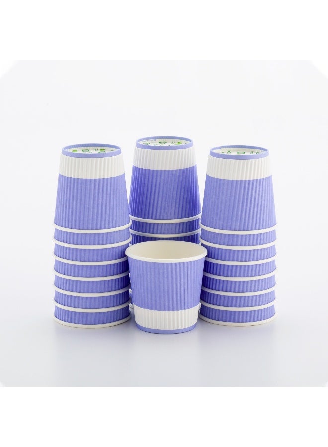 Restaurantware 4 Ounce Ripple Insulated Coffee Cups, 500 Double Wall Corrugated Light Purple Paper Tumblers, Leakproof, Non-Slip Design, Recyclable, Ribbed Surface, Matching Lids Sold Separately - Image 1