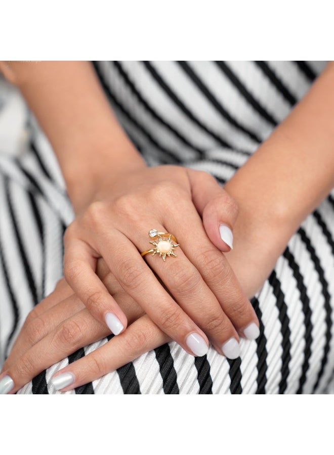 Elegant Sunflower Open Adjustable Ring 0.7 Inch For Women Dainty Floral Finger Jewelry, Thoughtful Gift For Mother’s Day, Birthday, Anniversary For Mom, Wife, Girlfriend Daily Wear Accessory - Image 5