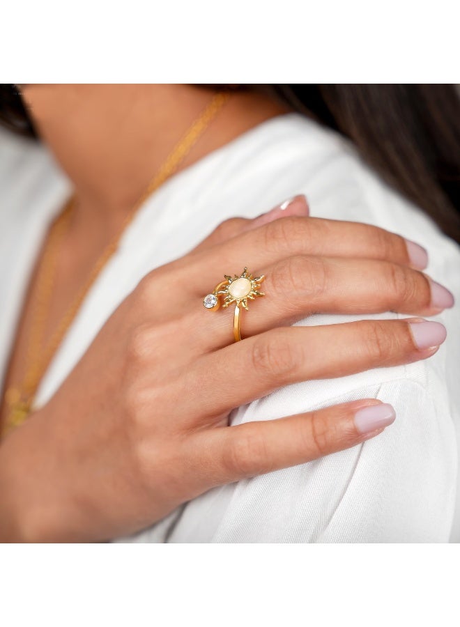 Elegant Sunflower Open Adjustable Ring 0.7 Inch For Women Dainty Floral Finger Jewelry, Thoughtful Gift For Mother’s Day, Birthday, Anniversary For Mom, Wife, Girlfriend Daily Wear Accessory - Image 2
