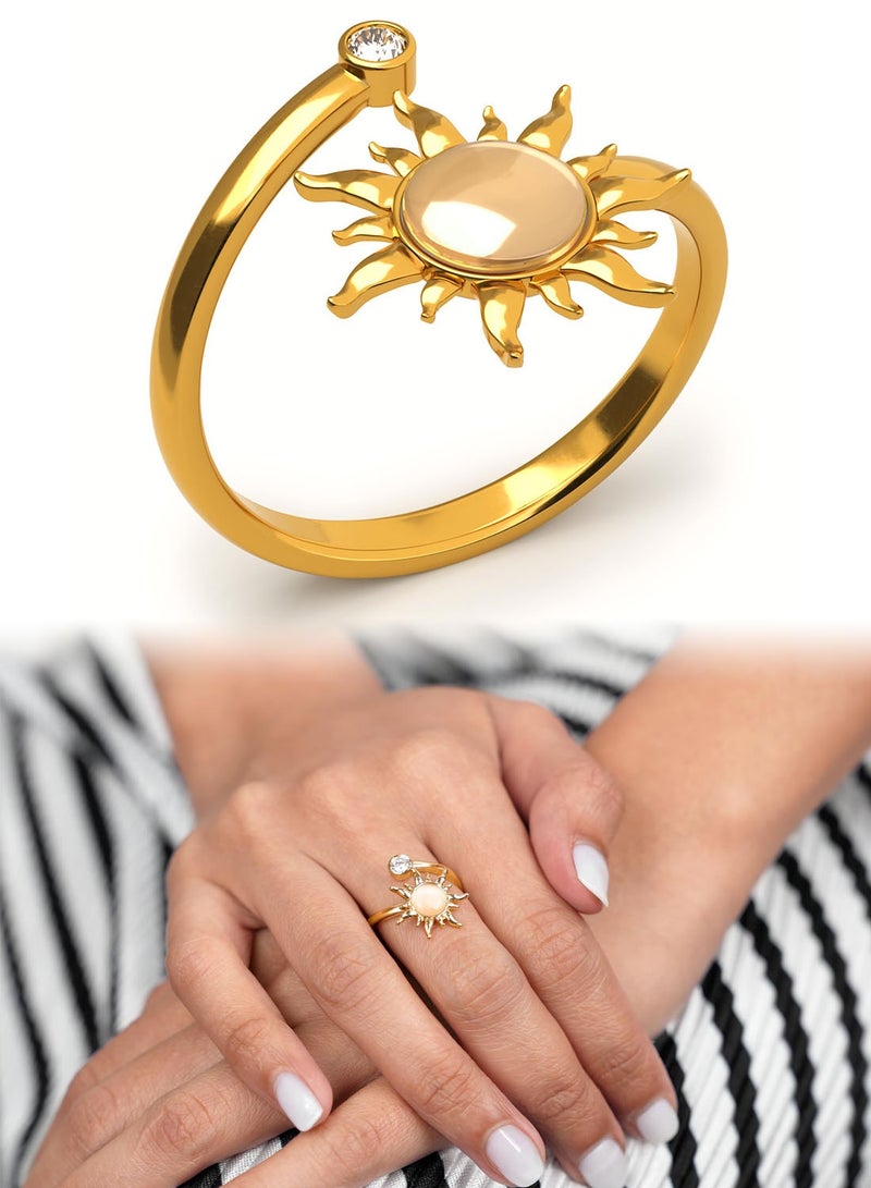 Elegant Sunflower Open Adjustable Ring 0.7 Inch For Women Dainty Floral Finger Jewelry, Thoughtful Gift For Mother’s Day, Birthday, Anniversary For Mom, Wife, Girlfriend Daily Wear Accessory - Image 1