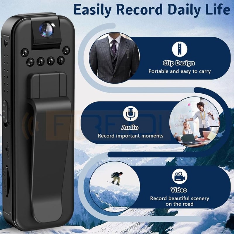 FREDI HD PLUS Non WiFi Body Camera 1080P HD | Wearable Clip On Body Cam with Audio Video Recording | Portable Pocket Camera for Security Guard Personal Use | Loop Recording Indoor Outdoor - Image 4