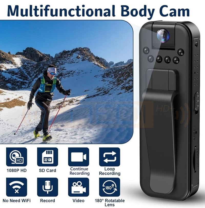 FREDI HD PLUS Non WiFi Body Camera 1080P HD | Wearable Clip On Body Cam with Audio Video Recording | Portable Pocket Camera for Security Guard Personal Use | Loop Recording Indoor Outdoor - Image 3