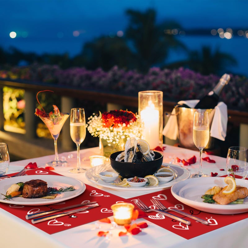 Noveread 100 Pcs Valentine's Day Placemats Red Heart Disposable Paper Place Mats 14.57 x 10.24 Inch Valentine Table Mats for Valentine's Day Party Decoration Dining Kitchen Anniversary Holiday - Image 4