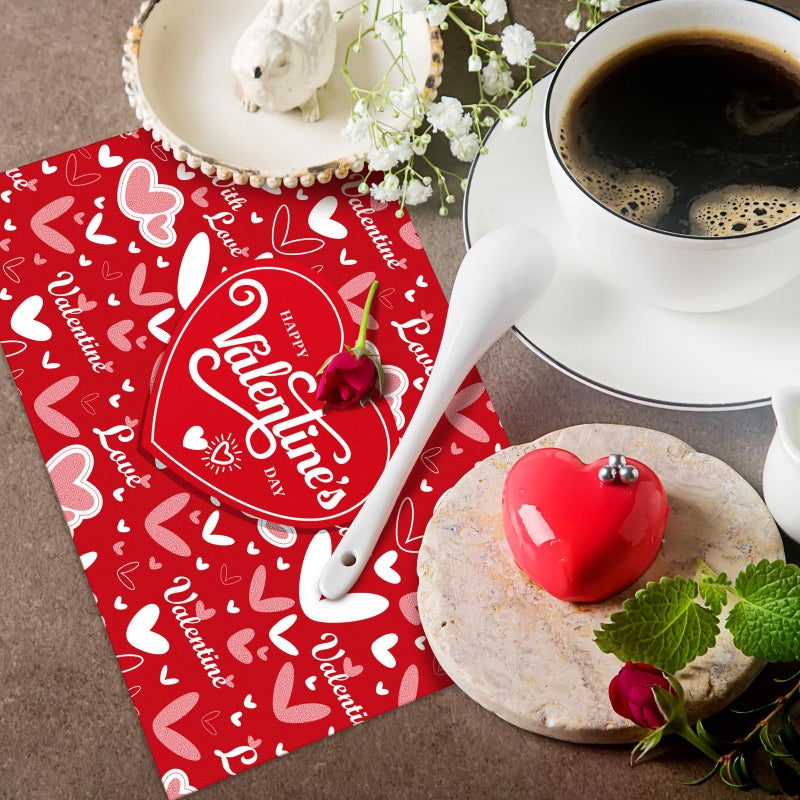 Noveread 100 Pcs Valentine's Day Placemats Red Heart Disposable Paper Place Mats 14.57 x 10.24 Inch Valentine Table Mats for Valentine's Day Party Decoration Dining Kitchen Anniversary Holiday - Image 5