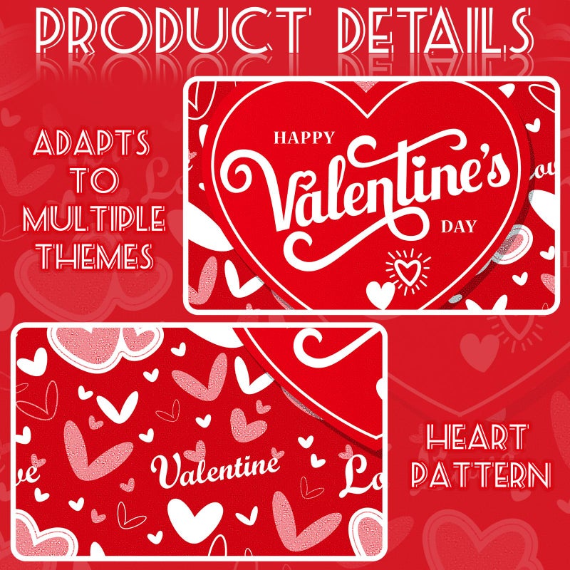 Noveread 100 Pcs Valentine's Day Placemats Red Heart Disposable Paper Place Mats 14.57 x 10.24 Inch Valentine Table Mats for Valentine's Day Party Decoration Dining Kitchen Anniversary Holiday - Image 3
