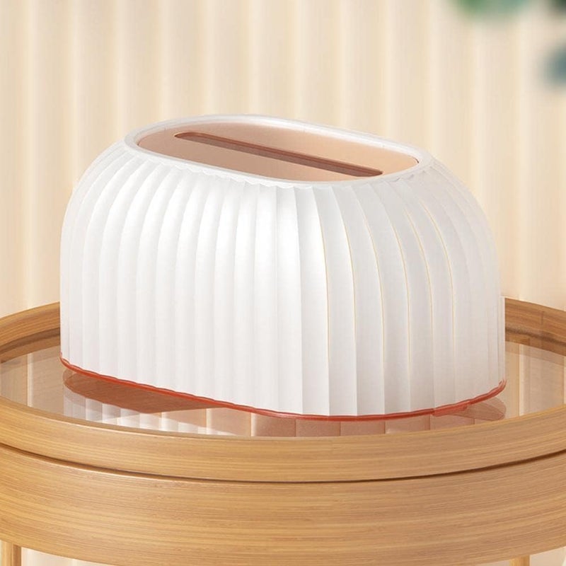 Hidak Toilet Paper Dispenser Plastic Desk Tissue Paper organizer Striped Design Tissue Box Home Living Room Creative Paper Spring Rectangular Plastic Tissue Box Holder - Image 3
