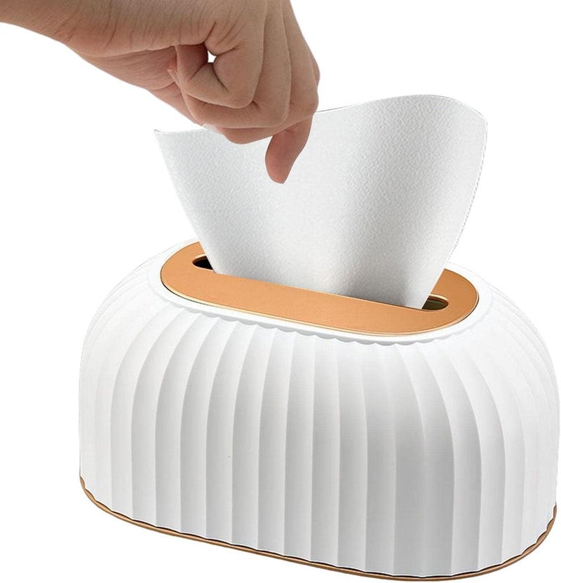 Hidak Toilet Paper Dispenser Plastic Desk Tissue Paper organizer Striped Design Tissue Box Home Living Room Creative Paper Spring Rectangular Plastic Tissue Box Holder - Image 1