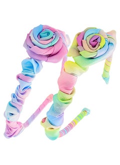 FROG SAC 2 Tie Dye Headbands For Girls Satin Rosette Head Band For Kids Ruched Headband Hair Accessories Dressy Girl Hair Bands For Children  - Image 2