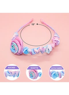 FROG SAC 2 Tie Dye Headbands For Girls Satin Rosette Head Band For Kids Ruched Headband Hair Accessories Dressy Girl Hair Bands For Children  - Image 5