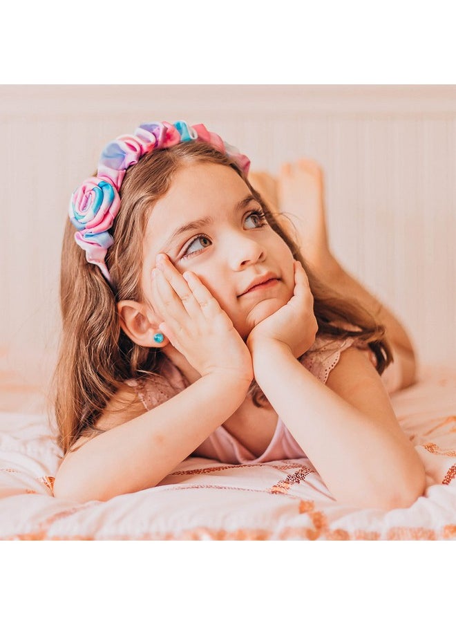 FROG SAC 2 Tie Dye Headbands For Girls Satin Rosette Head Band For Kids Ruched Headband Hair Accessories Dressy Girl Hair Bands For Children  - Image 3