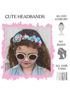 FROG SAC 2 Tie Dye Headbands For Girls Satin Rosette Head Band For Kids Ruched Headband Hair Accessories Dressy Girl Hair Bands For Children  - Image 4